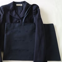 Navy label・トートバッグ(マチなし）・紺＊さくらんぼ刺繍