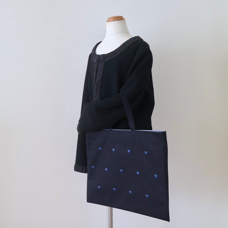 Navy label・レッスンバッグ・紺＊ハート刺繍 | Coco chic