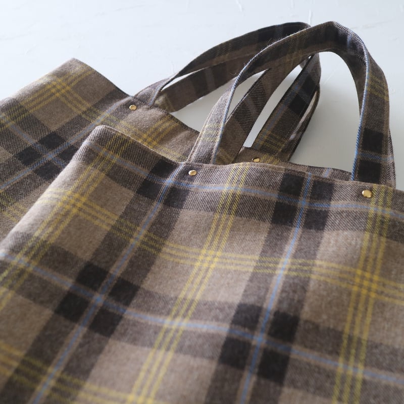 縦型】トートバッグ＊タータンチェック（ブラウン系） | Coco chic