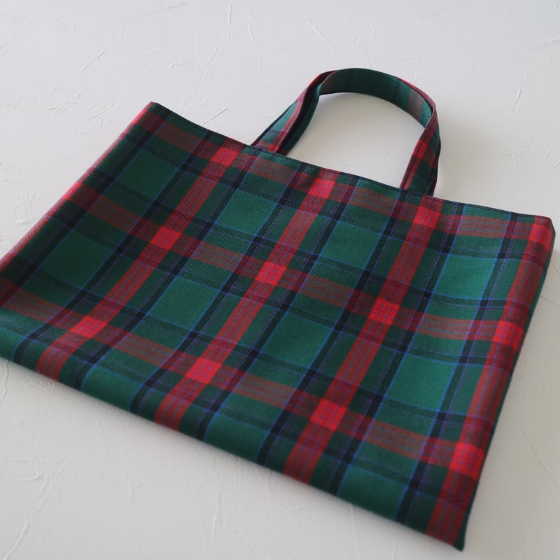 ハンドメイド　赤　チェック　ブロックチェック　フリル　レッスンバッグ 受注生産】入学入園5点セット ♡赤チェック♡ レッスンバッグ