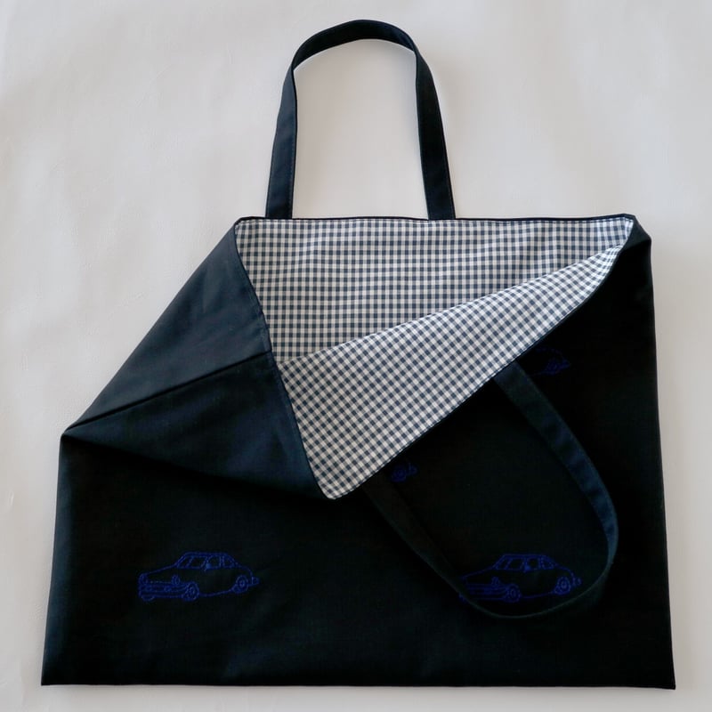 Navy label・レッスンバッグ・紺＊くるま刺繍(ロイヤルブルー） | Coco
