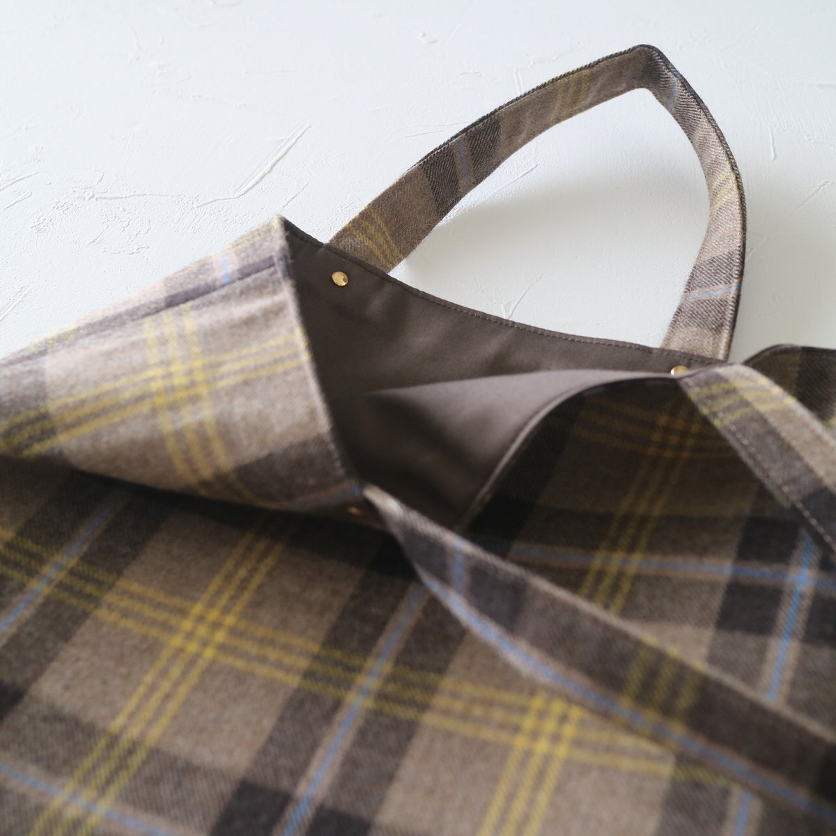 縦型】トートバッグ＊タータンチェック（ブラウン系） | Coco chic
