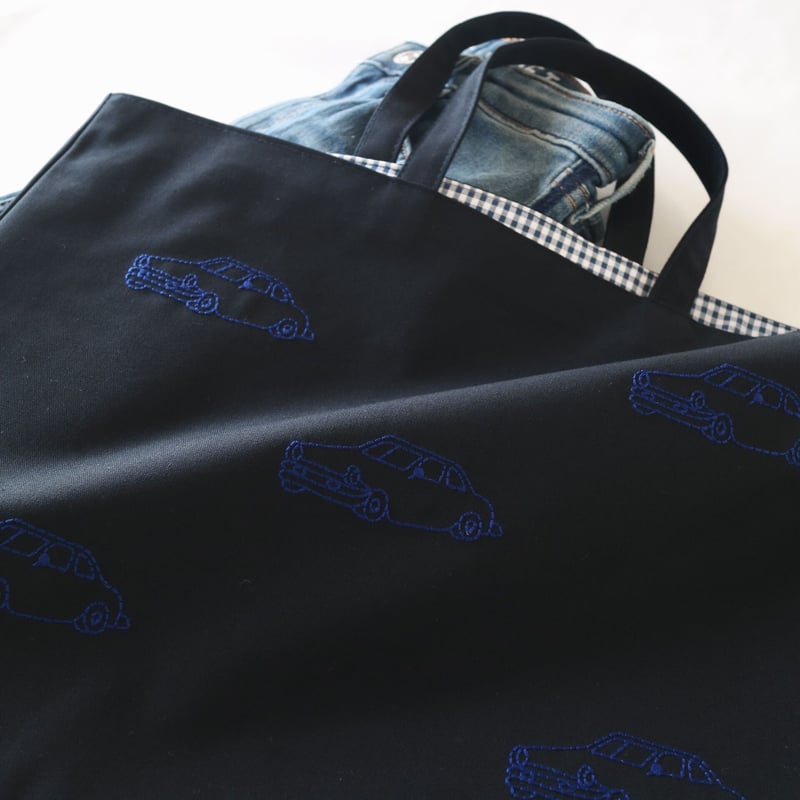 Navy label・レッスンバッグ・紺＊くるま刺繍(ロイヤルブルー） | Coco