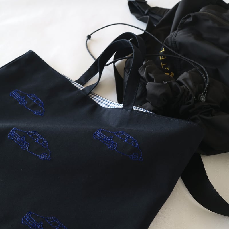 Navy label・レッスンバッグ・紺＊くるま刺繍(ロイヤルブルー） | Coco