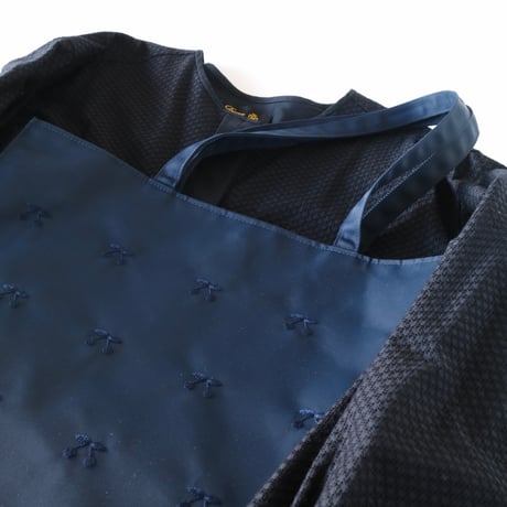 Navy label・マチ付きトートバッグ・紺＊さくらんぼ刺繍