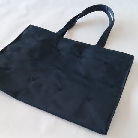 Navy label・マチ付きトートバッグ・紺＊ハート刺繍