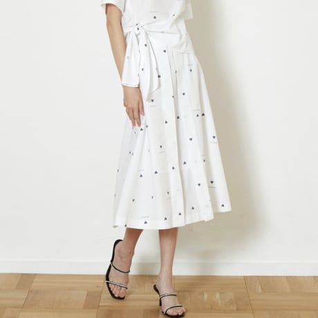 DiDi Guranjie ハートプリント Aラインスカート（ホワイト）