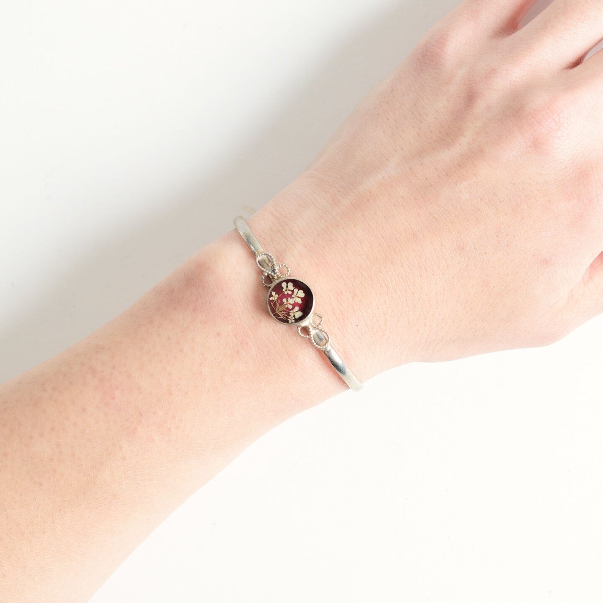 Gustavo Flower Round Narrow Bracelet-SILVER | d