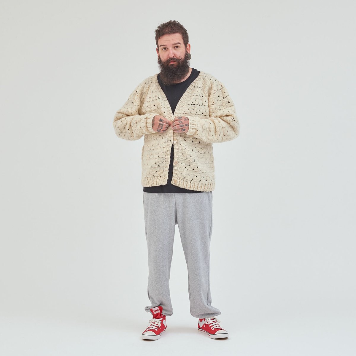 macmahon knitting mills かぎ針編み カーディガン 紫 MacMahon Knitting Mills ／ Crochet V-neck Cardigan | ビー