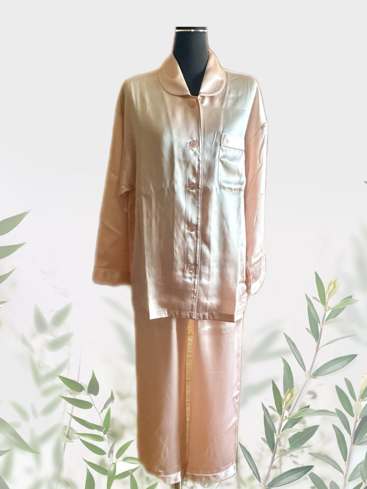 シルクサテンパジャマ ピンクMサイズ | Pure silk collection