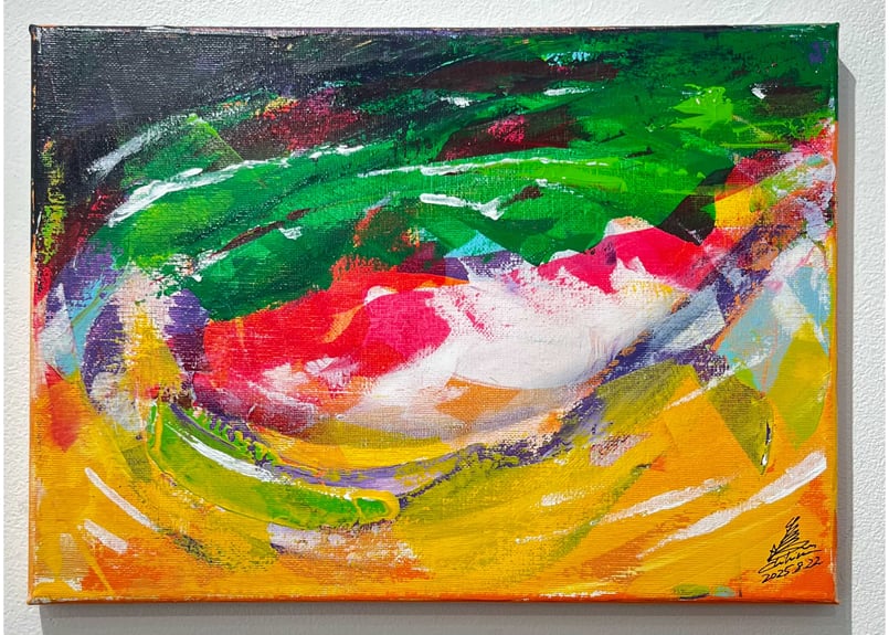 昭和レトロ 日本 絵画 油絵 錦鯉　锦鲤　Nishikigoi 昭和レトロ 日本 絵画 油絵 錦鯉 锦鲤 Nishikigoi 錦鯉 絵画 寿