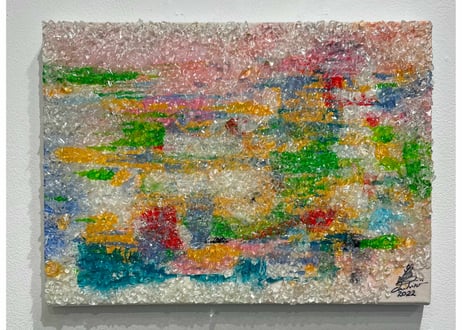 絵画 851 油絵/抽象画風/自然の造形/天然水晶/クリスタル/F6号 Sunset Cove | Artston gallery