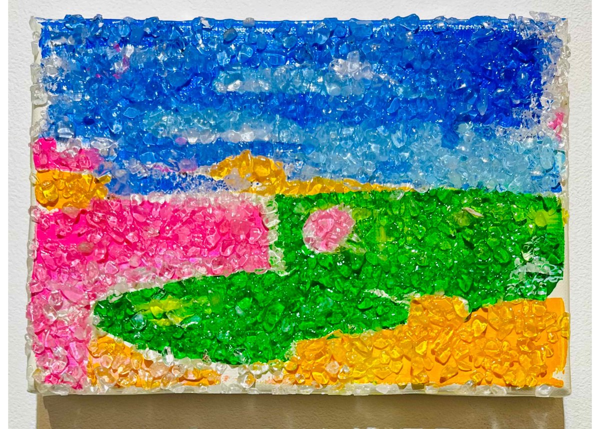 絵画　レジン　約束　スラム街の少年と少女（ガーネット,サンストーン水晶） 絵画 レジン 約束 スラム街の少年と少女（ガーネット,サンストーン水晶）