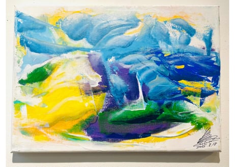 油彩 あまの さとみ ？ 「ピエトロ」 油絵 油彩 油彩画 絵 絵画 ミニ絵画 【苺サンド】 | HIROSHI1990