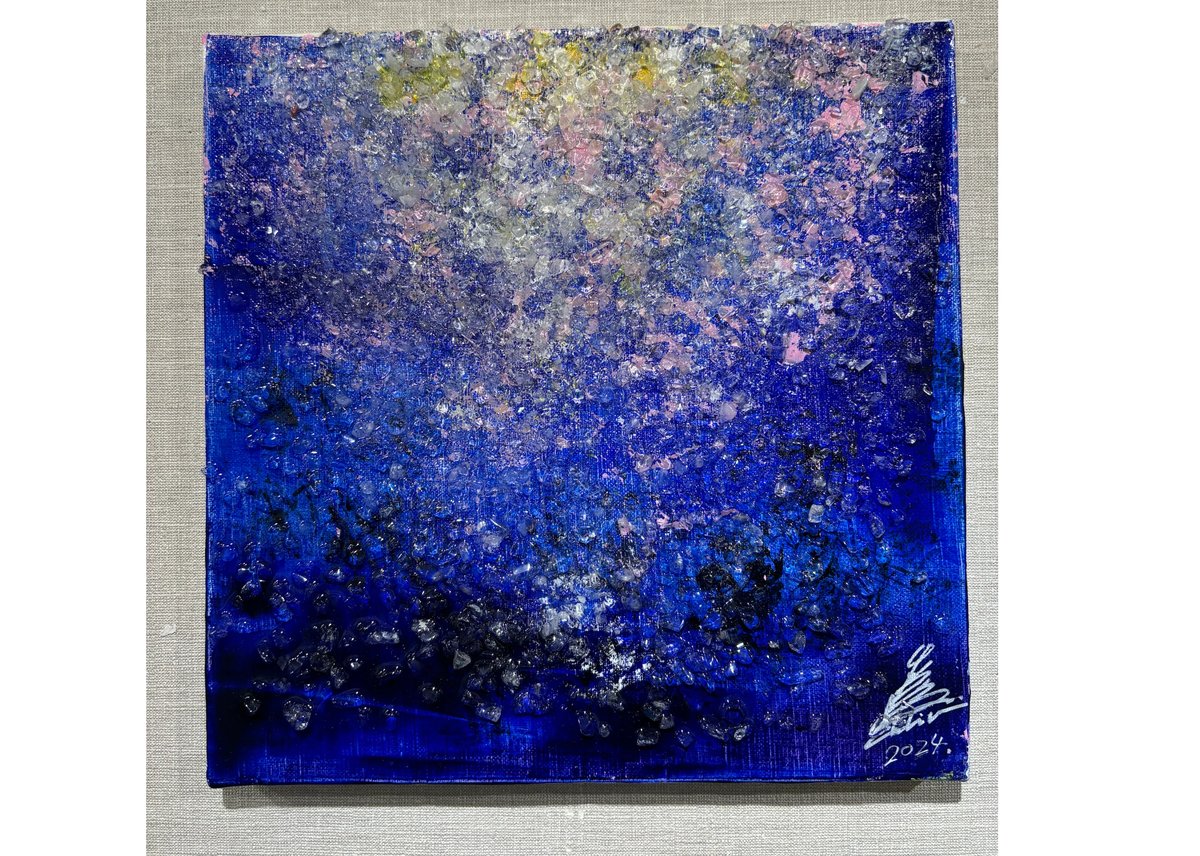 【一点物】青兎毛水晶 | 静かなる深海、響き合う宇宙 静かに印象を変える一枚｜Light Shower Blue 2 | Artston gallery