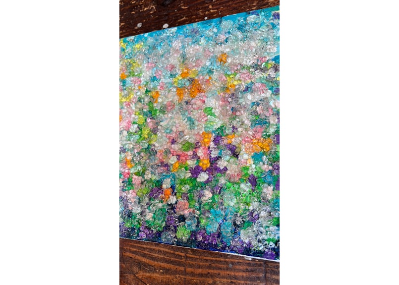 絵　レインボー　渦巻き模様　虹　8歳　絵画　落書きちょう 額入レインボーアート④ | アトリエ葱