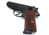ウッドグリップ｜マルゼン製 ワルサーPPK/S、PP｜フルチェッカー/ブラウン　[AWG-1456]