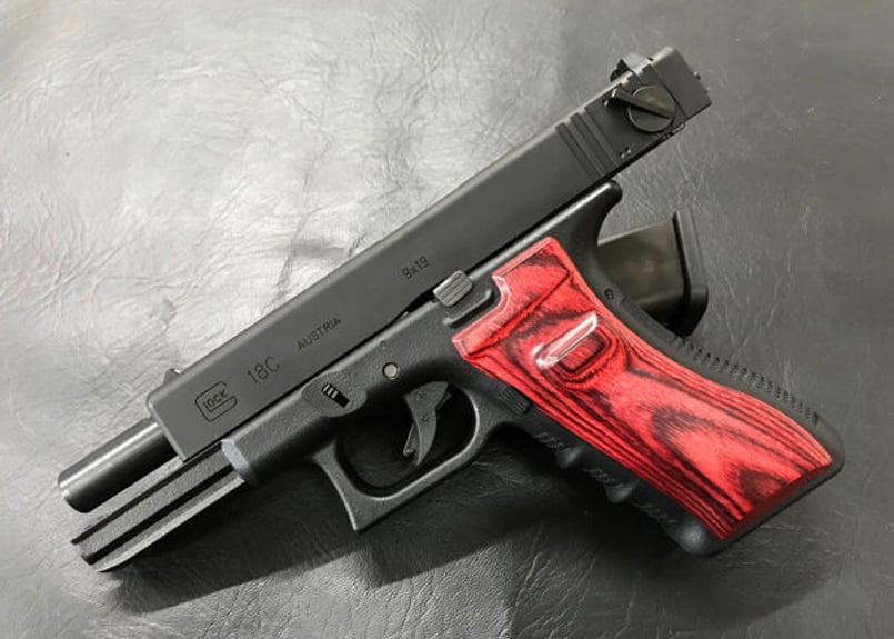 ウッドグリップ｜グロック17/18C｜スムース/レッド [AWG-1405] | PANDOR