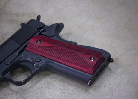 ウッドグリップ｜ガバメント/45AUTO｜ダイヤチェッカー/レッド　[AWG-1419]