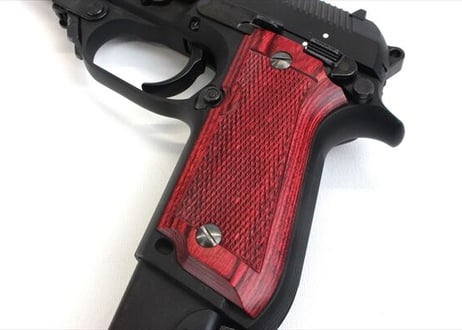 ウッドグリップ｜KSC製｜M93RⅡシリーズ（ガスブロ）｜チェッカー/レッド　[AWG-1432]