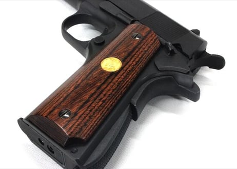ウッドグリップ｜ガバメント/45AUTO｜メダル/ブラウン　[AWG-1410]