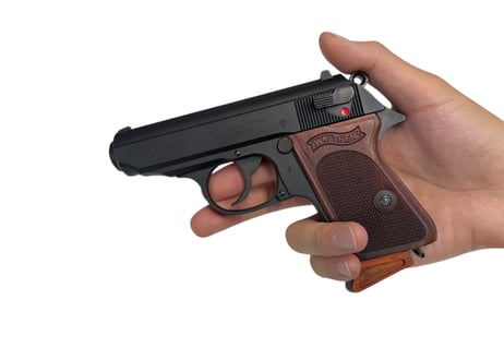 ウッドグリップ｜マルゼン製 ワルサーPPK｜チェッカー/ブラウン [AWG-1469]
