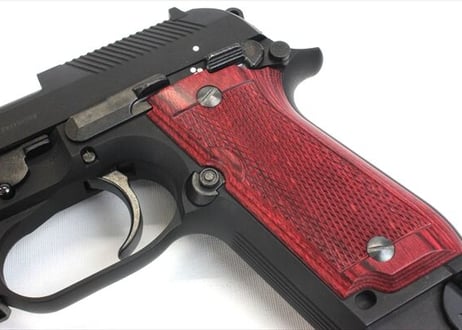ウッドグリップ｜KSC製｜M93RⅡシリーズ（ガスブロ）｜チェッカー/レッド　[AWG-1432]