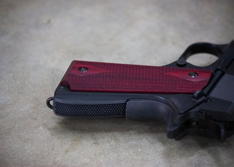 ウッドグリップ｜ガバメント/45AUTO｜ダイヤチェッカー/レッド　[AWG-1419]