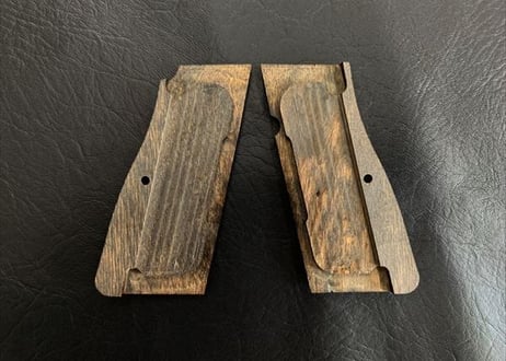 ウッドグリップ｜タナカワークス社製 ブローニング・ハイパワー｜チェッカー/ダークブラウン　[AWG-1418]