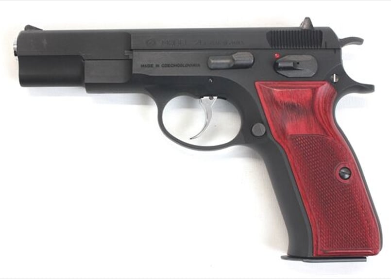 ウッドグリップ|KSC製 Cz75|チェッカー/レッド [AWG-1450 ウッドグリップ|KSC製 Cz75|チェッカー/レッド [AWG-1450
