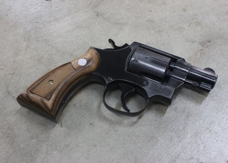 ウッドグリップ｜S&W｜M10｜K/Lフレーム”スクエアバットタイプ”用｜サービスサイズ／テーパーカット／ゼブラ