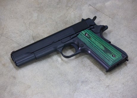 ウッドグリップ｜ガバメント/45AUTO｜スムース/グリーン [WST-340]