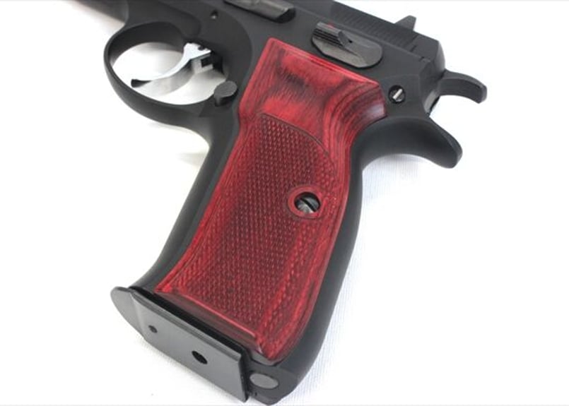 ウッドグリップ｜KSC製 Cz75｜チェッカー/レッド [AWG-1450] | PANDOR