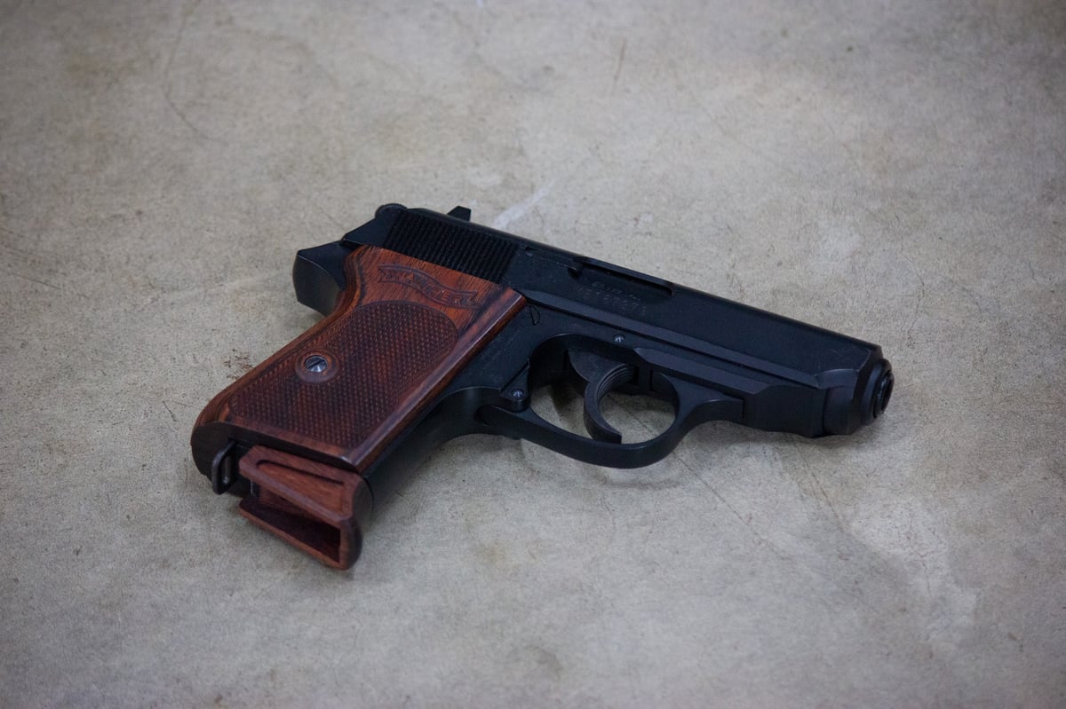 ウッドグリップ｜マルゼン製 ワルサーPPK｜チェッカー/ブラウン [AWG