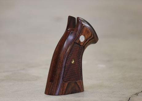 ウッドグリップ｜タナカワークス社製 S&W M19（Kフレーム・スクエアバット）｜チェッカー/ブラウン  [AWG-1467]