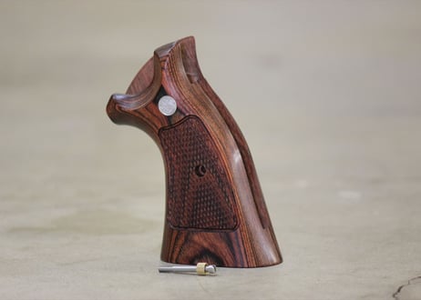 ウッドグリップ｜タナカワークス社製 S&W M19（Kフレーム・スクエアバット）｜チェッカー/ブラウン  [AWG-1467]