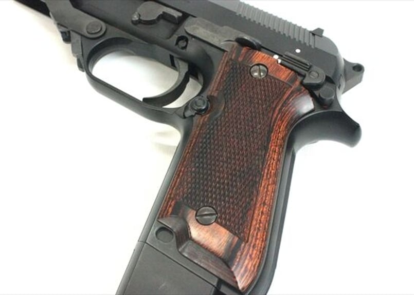 美品 動作確認済み MGC M93R ネグリ 木製グリップ仕様 L.A.ホビーショップ / マルイ 電動ハンドガン M93R対応ウッドグリップ