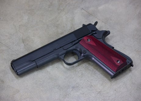 ウッドグリップ｜ガバメント/45AUTO｜ダイヤチェッカー/レッド　[AWG-1419]
