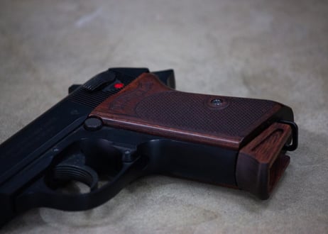 ウッドグリップ｜マルゼン製 ワルサーPPK｜チェッカー/ブラウン [AWG-1469]