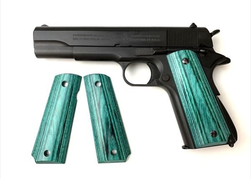 ウッドグリップ｜ガバメント/45AUTO｜スムース/グリーン [WST-340