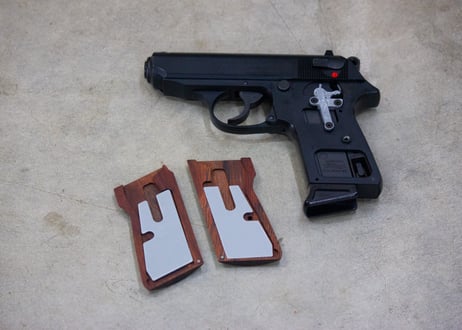 ウッドグリップ｜マルゼン製 ワルサーPPK/S、PP｜フルチェッカー/ブラウン　[AWG-1456]