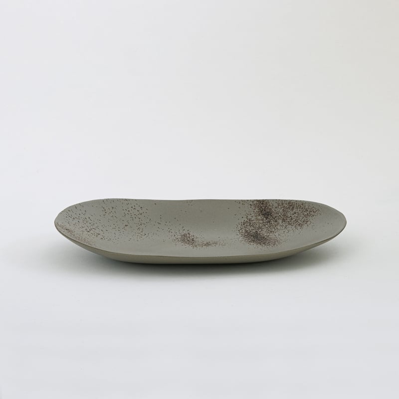 長楕円皿 グレー貝 | 佳窯