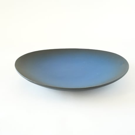 楕円皿　青黒