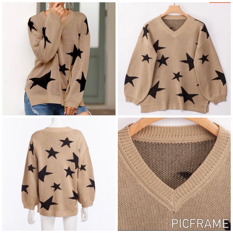 0-S031-3350 ⭕️ セーター ニット トップス デザインニット Vネック 
