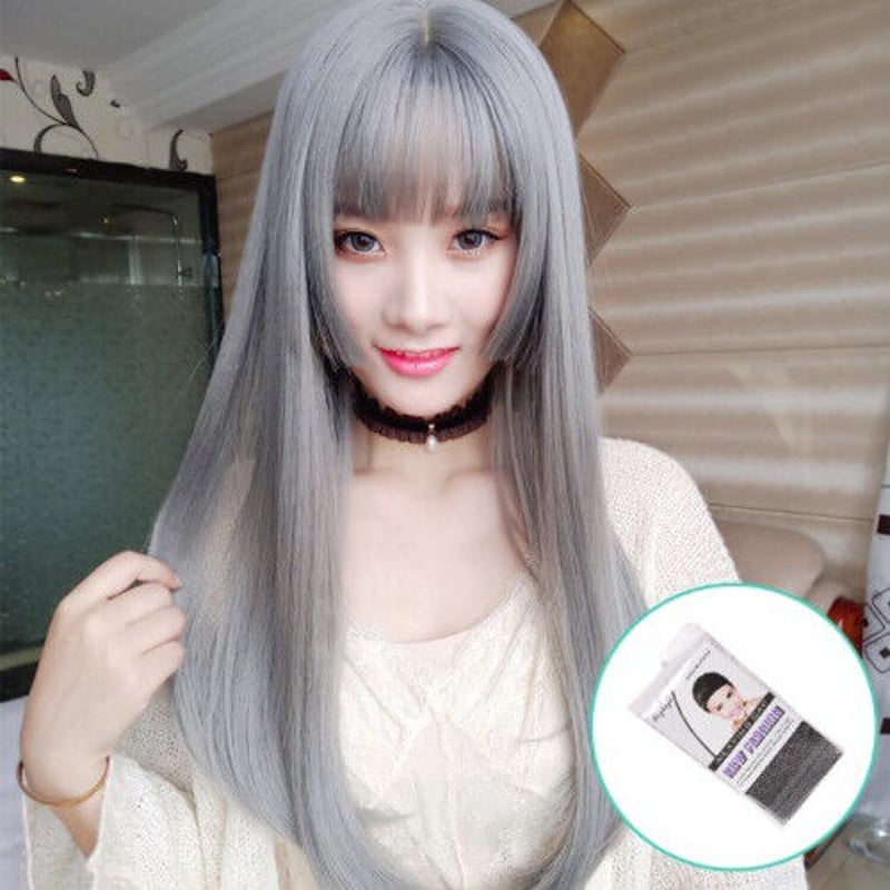 0-S011-2464 ⭕️ 姫カット フル ウィッグ ロング ストレート 小顔 