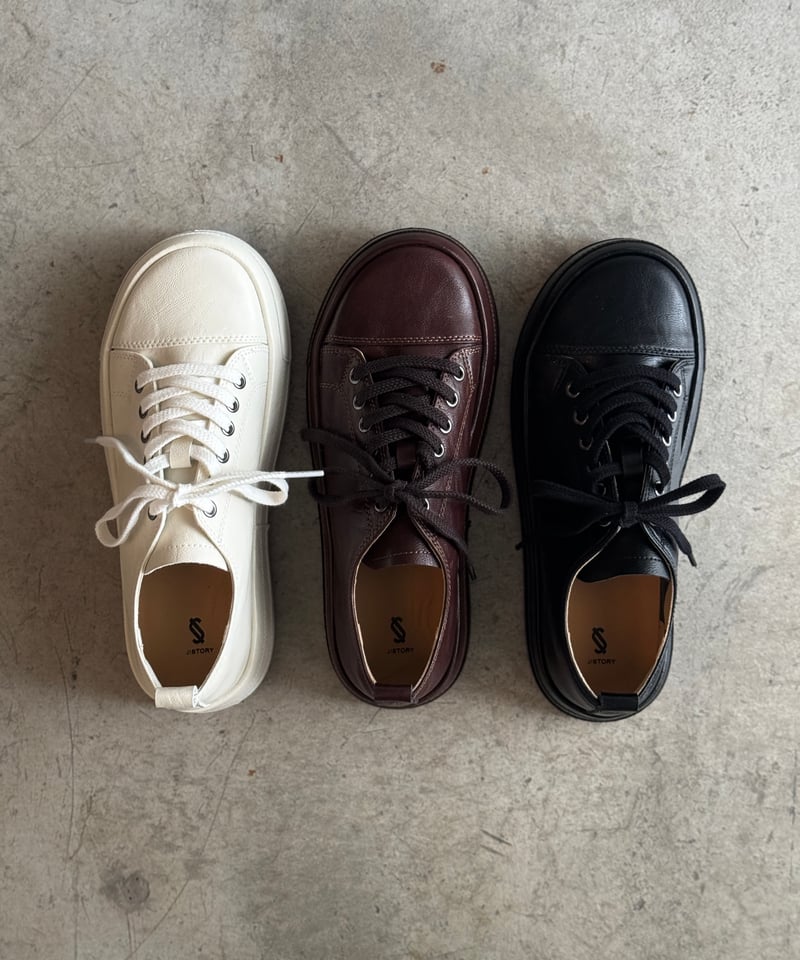 PLATFORMS LEATHER SNEAKERS / 3color | JISTORY