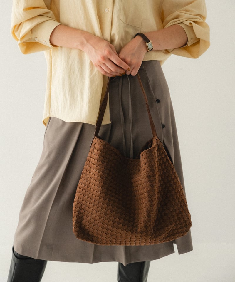 SYNTHETIC SUEDE MESH SHOULDER BAG | JISTORY