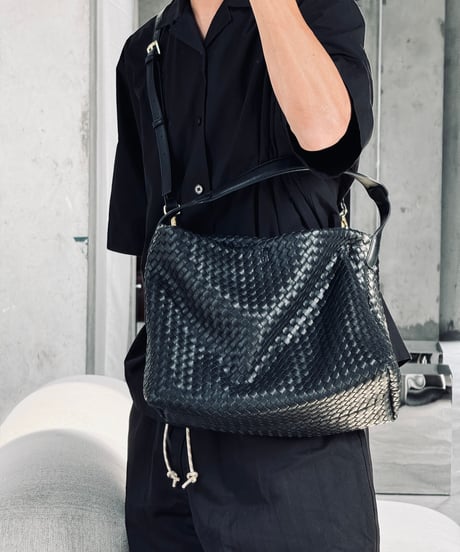 SYNTHETIC LEATHER MESH SHOULDER BAG / 3color