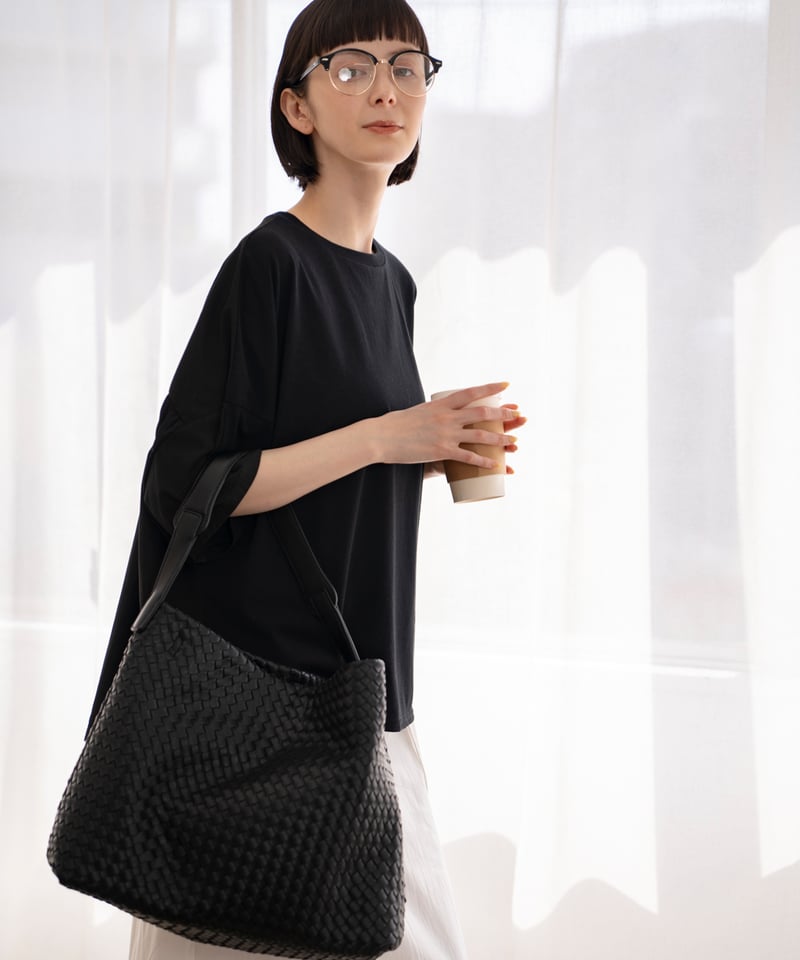 SYNTHETIC LEATHER MESH SHOULDER BAG / 3color |