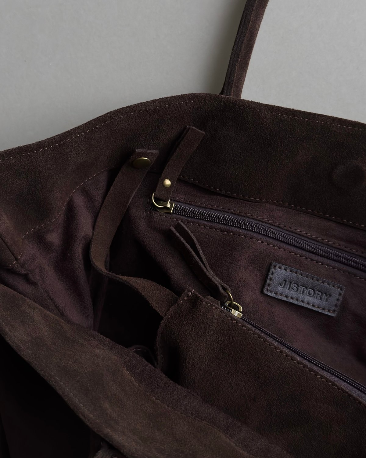 SUEDE LEATHER BIG TOTE | JISTORY